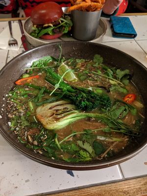 Green veg and edamame noodle bowl at Market Square in Folkestone