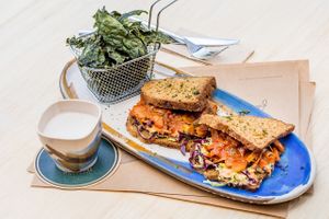 Vegan Pulled Pork Sandwich at Super Foods in Quito