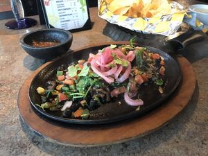 Wild Mushroom Fundido, with queso (cheese) on the side. at Amaya's Fresh Mexican Grill in Monroe