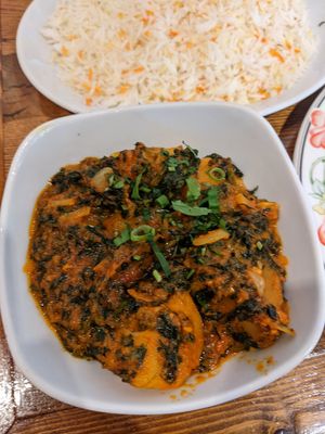 Saag Aloo at Spice World in Oban