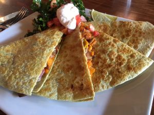yam quesadillas w black beans and kale&quinoa  at ION - It's Only Natural Restaurant in Middletown