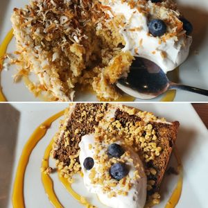 Top: coconut cake (sorry, forgot to take pic before eating), bottom: carrot cake at ION - It's Only Natural Restaurant in Middletown