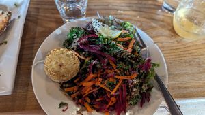 My kale salad with crab cakes at ION - It's Only Natural Restaurant in Middletown