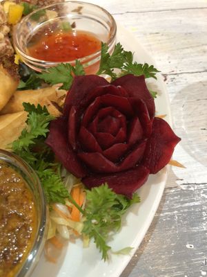 Beetroot flower on starter at Puti Vegan Cafe in Glasgow