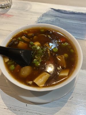 Hot and sour soup at Puti Vegan Cafe in Glasgow