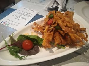 Salt and pepper enoki at Puti Vegan Cafe in Glasgow