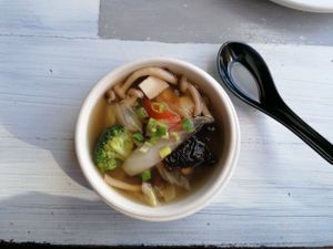 Vegetables soup at Puti Vegan Cafe in Glasgow