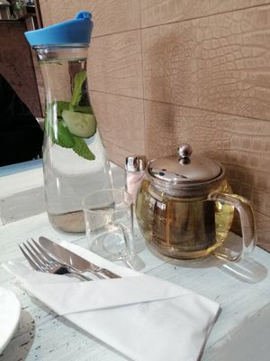 Cucumber & mint water at Puti Vegan Cafe in Glasgow