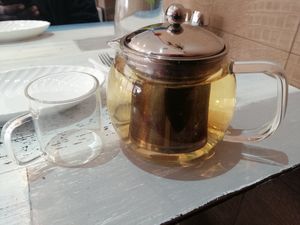 Beautiful tea set at Puti Vegan Cafe in Glasgow