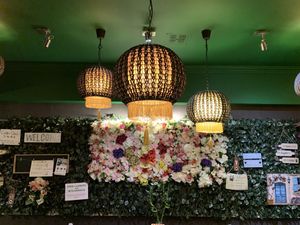 Pretty floral display at Puti Vegan Cafe in Glasgow