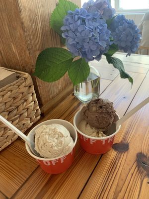 Vanilla and chocolate PB (vegan) chocolate chocolate PB and brown sugar oatmeal and cookies (vegan) at Off Track in Charleston