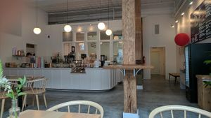 View of the service area from indoor seating. A good amount of indoor seating, none outside. at Off Track in Charleston