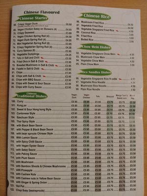 'Mr Vegan' menu, page 2 at Ginger - Woo in East London