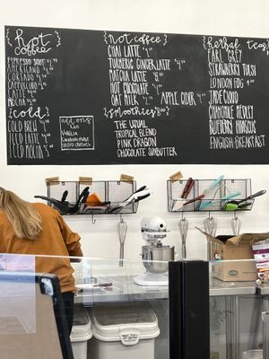 Drink menu, the turmeric ginger latte was delicious   at Free Reign Bakery in Powell