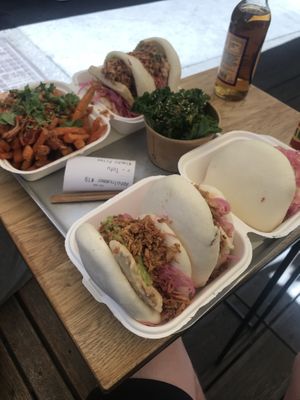 Tofu bao with kimchi fries and kale at BAO BAR 1070 in Vienna