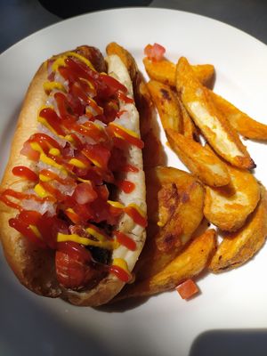 Tofu hot dog at VegCo Restaurante Vegano in Queretaro