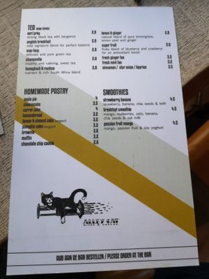 Menu at Alley Cat in Maastricht