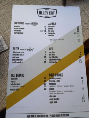 Menu at Alley Cat in Maastricht