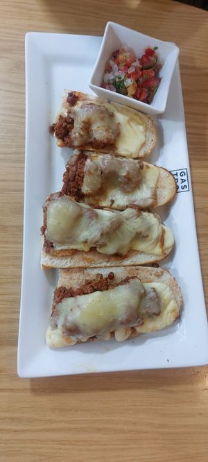 Vegan chorizo molletes at MEX - Gastrohub - T1 in Mexico City