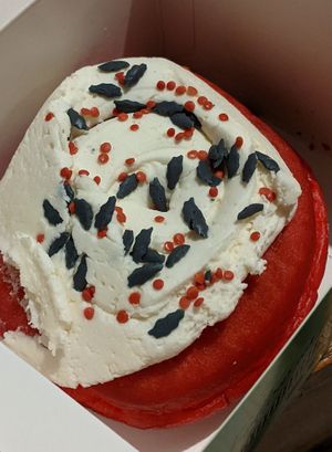 Holly Willoughby - red velvet, holly sprinkles at Doughnut Time in East London