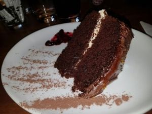 Chocolate and orange cake at Goji Vegetarian Cafe and Deli in York