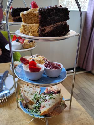 Vegan afternoon tea, the quiche was excellent! at Goji Vegetarian Cafe and Deli in York