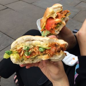Spicy mexican burgers at Goji Vegetarian Cafe and Deli in York