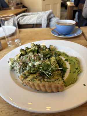 Vegan quiche and salad   at Goji Vegetarian Cafe and Deli in York