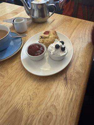 Scone and oat cream   at Goji Vegetarian Cafe and Deli in York
