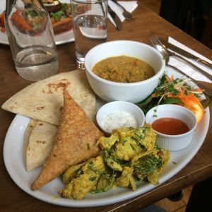 Indian platter  at Goji Vegetarian Cafe and Deli in York
