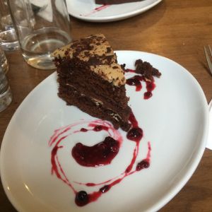 Chocolate and ale cake at Goji Vegetarian Cafe and Deli in York