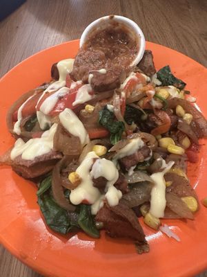 Tempeh bowl with vegan aioli   at Coyote Kitchen in Boone
