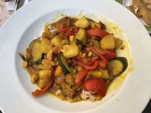 Curry of the day  at Claire's Corner Copia in New Haven