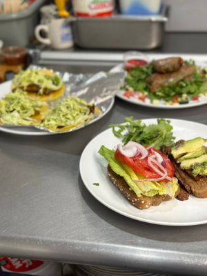 Tacos, Southwestern Eggrolls, and BLT at Claire's Corner Copia in New Haven