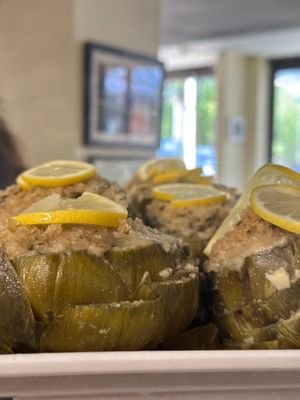 Stuffed Artichoke at Claire's Corner Copia in New Haven