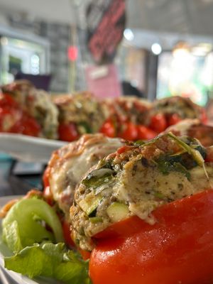 Stuffed Organic Peppers at Claire's Corner Copia in New Haven
