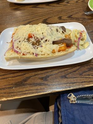 Italian sausage and pepper hero with vegan mozzarellaa  at Claire's Corner Copia in New Haven