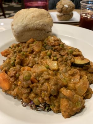 Delicious veggie curry over quinoa! And the vegan bread loaf was amazing ! at Claire's Corner Copia in New Haven