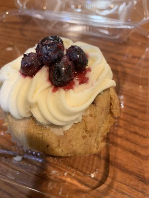 Blueberry vegan cupcake at Claire's Corner Copia in New Haven