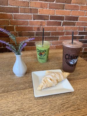 The gave us the wrong dessert (pineapple instead of apple), but at least my partner ate it. The smoothies were great! at Claire's Corner Copia in New Haven