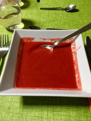 Beetroot gazpacho  at Gaia in Pilar De La Horadada
