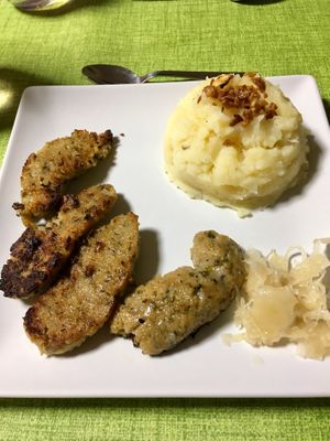 Sausages and mashed potatoes  at Gaia in Pilar De La Horadada