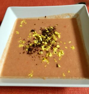 Delicious vegan salmorejo with no-egg  at Gaia in Pilar De La Horadada