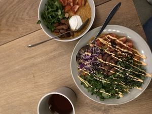 To types of Dahl. One vegan (the biggest) and one vegetarian   at GRØD in Kongens Lyngby