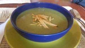 Broccoli soup at Quinua y Amaranto in Bogota