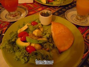Salad and empanada. Soup not pictured. at Quinua y Amaranto in Bogota