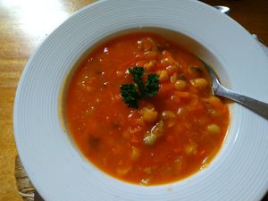 Chickpea soup was delicious at Quinua y Amaranto in Bogota