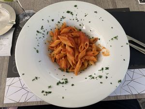 Pasta with spicy tomato sauce (wasn’t spicy at all)   at Cristallo in Sirmione