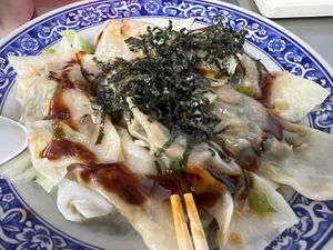 Wantons with red oil 7/10, same filling as the soup dumplings  at E33 - Wonton Stall in Hualien