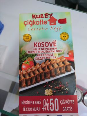 Flyer at Cigköfte Evi in Prizren